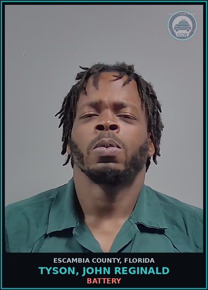 CCW arrest card for TYSON, JOHN REGINALD in Escambia County: BATTERY