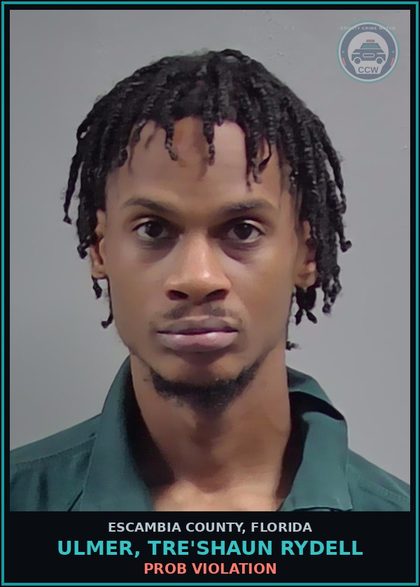 CCW arrest card for ULMER, TRE'SHAUN RYDELL in Escambia County: PROB VIOLATION