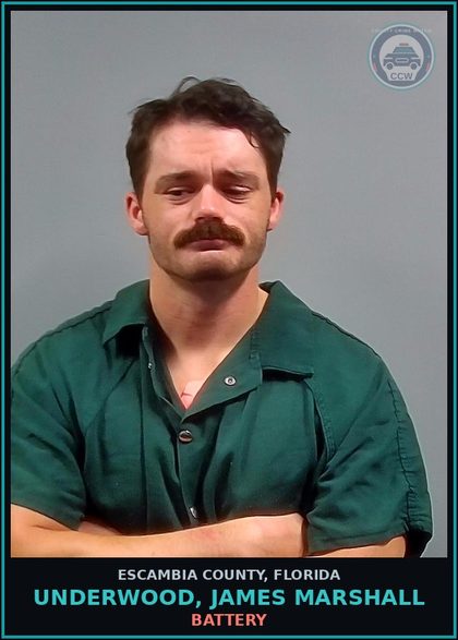 CCW arrest card for UNDERWOOD, JAMES MARSHALL in Escambia County: BATTERY