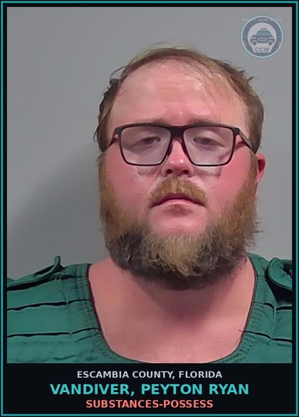 CCW arrest card for VANDIVER, PEYTON RYAN in Escambia County: DRUGS-POSSESS