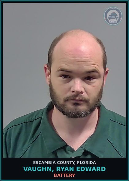 CCW arrest card for VAUGHN, RYAN EDWARD in Escambia County: BATTERY