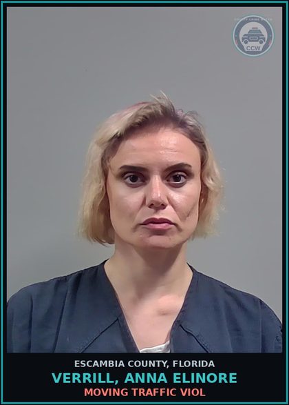 CCW arrest card for VERRILL, ANNA ELINORE in Escambia County: MOVING TRAFFIC VIOL