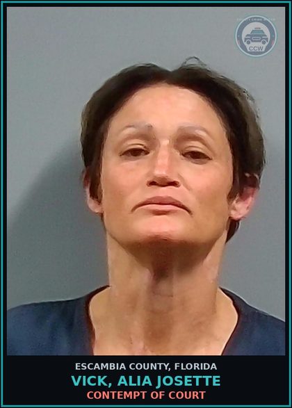 CCW arrest card for VICK, ALIA JOSETTE in Escambia County: CONTEMPT OF COURT