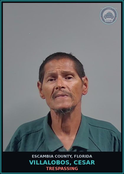 CCW arrest card for VILLALOBOS, CESAR in Escambia County: TRESPASSING