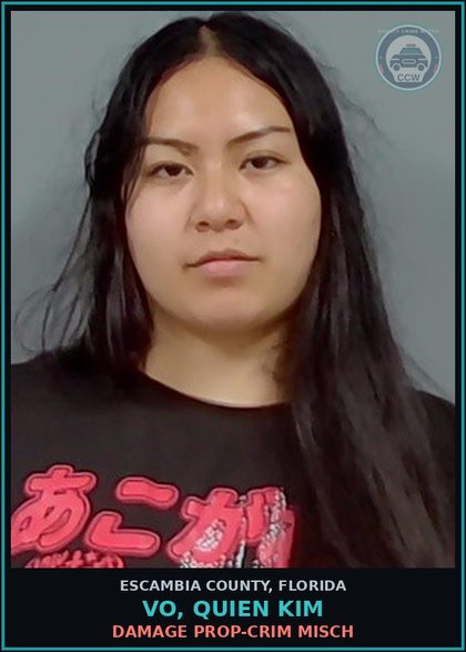 CCW arrest card for VO, QUIEN KIM in Escambia County: DAMAGE PROP-CRIM MISCH