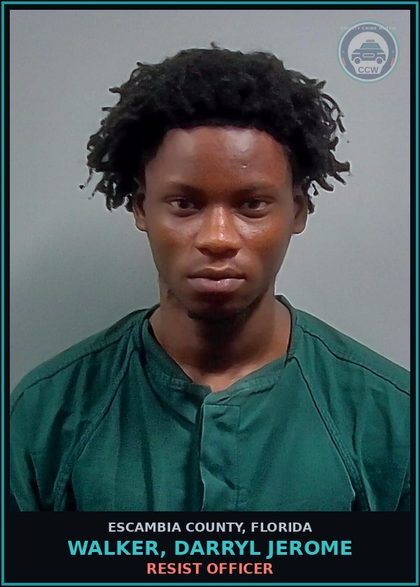 CCW arrest card for WALKER, DARRYL JEROME in Escambia County: RESIST OFFICER