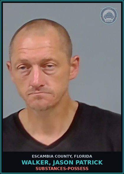 CCW arrest card for WALKER, JASON PATRICK in Escambia County: DRUGS-POSSESS