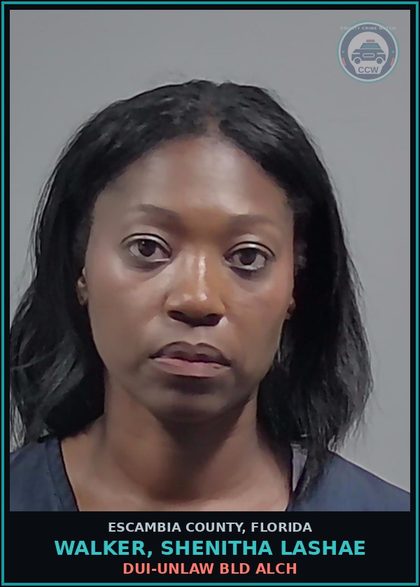 CCW arrest card for WALKER, SHENITHA LASHAE in Escambia County: DUI-UNLAW BLD ALCH
