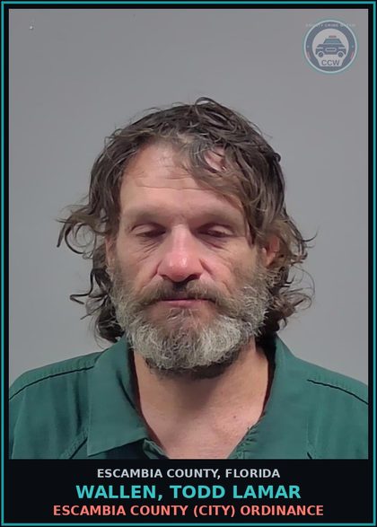 CCW arrest card for WALLEN, TODD LAMAR in Escambia County: ESCAMBIA COUNTY (CITY) ORDINANCE