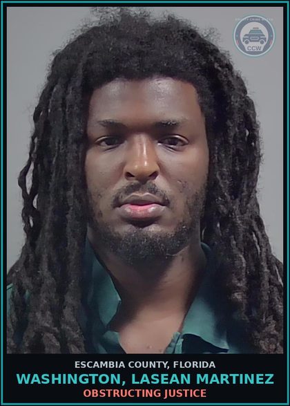 CCW arrest card for WASHINGTON, LASEAN MARTINEZ in Escambia County: OBSTRUCTING JUSTICE