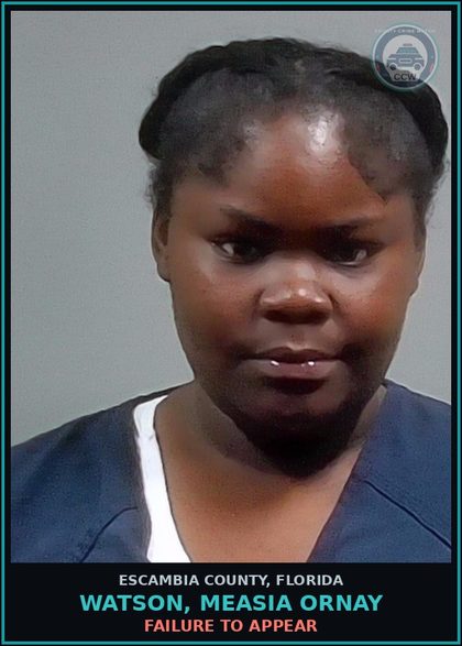 CCW arrest card for WATSON, MEASIA ORNAY in Escambia County: FAILURE TO APPEAR
