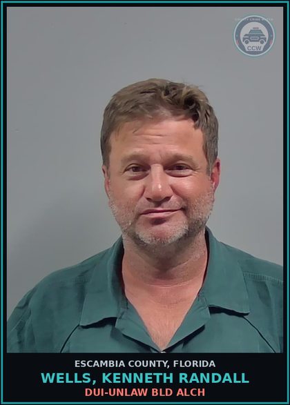 CCW arrest card for WELLS, KENNETH RANDALL in Escambia County: DUI-UNLAW BLD ALCH