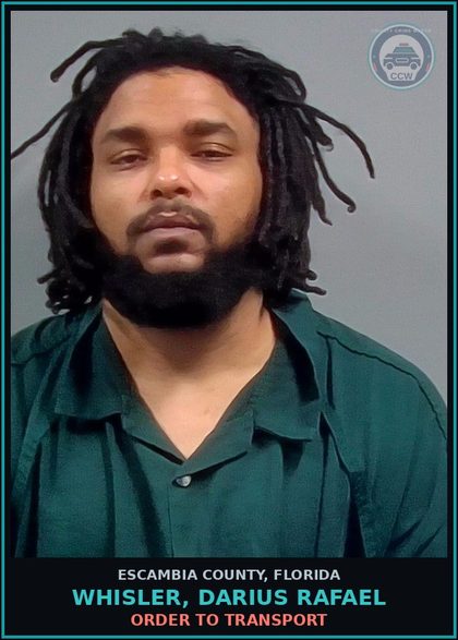 CCW arrest card for WHISLER, DARIUS RAFAEL in Escambia County: ORDER TO TRANSPORT