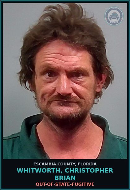 CCW arrest card for WHITWORTH, CHRISTOPHER BRIAN in Escambia County: OUT-OF-STATE-FUGITIVE