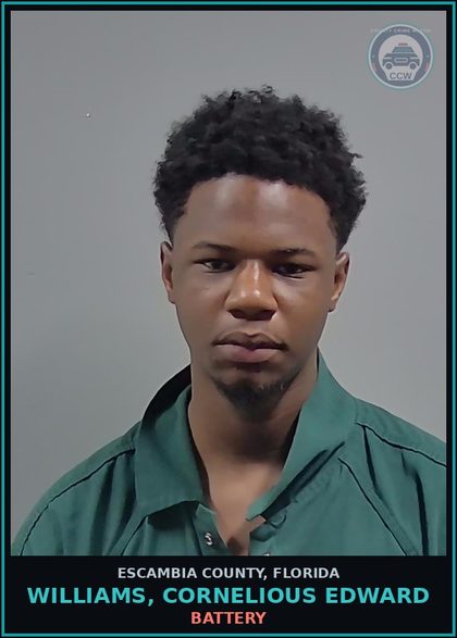 CCW arrest card for WILLIAMS, CORNELIOUS EDWARD in Escambia County: BATTERY