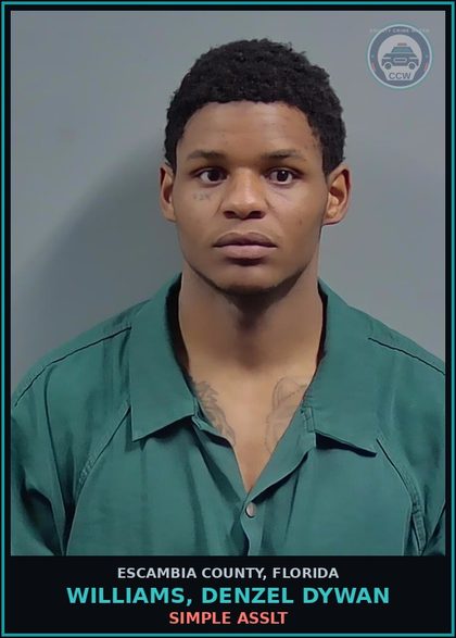 CCW arrest card for WILLIAMS, DENZEL DYWAN in Escambia County: SIMPLE ASSLT