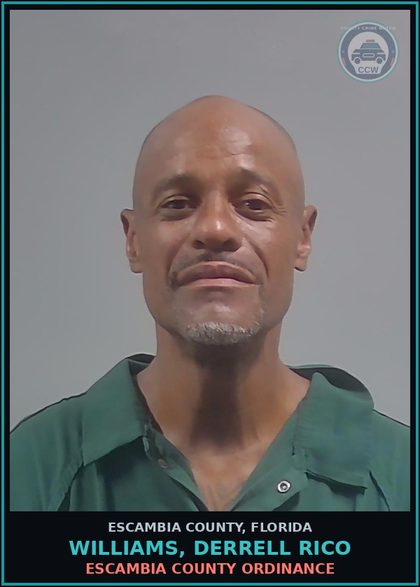 CCW arrest card for WILLIAMS, DERRELL RICO in Escambia County: ESCAMBIA COUNTY ORDINANCE