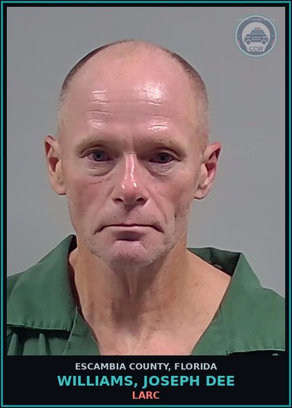 CCW arrest card for WILLIAMS, JOSEPH DEE in Escambia County: LARC