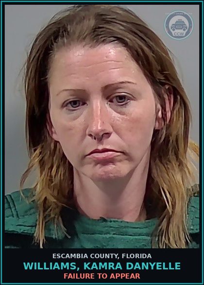 CCW arrest card for WILLIAMS, KAMRA DANYELLE in Escambia County: FAILURE TO APPEAR