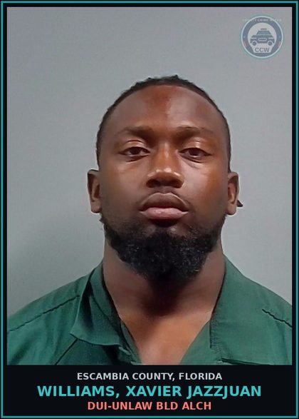 CCW arrest card for WILLIAMS, XAVIER JAZZJUAN in Escambia County: DUI-UNLAW BLD ALCH