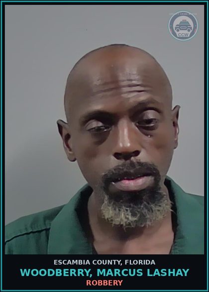 CCW arrest card for WOODBERRY, MARCUS LASHAY in Escambia County: AGGRAV BATTERY
