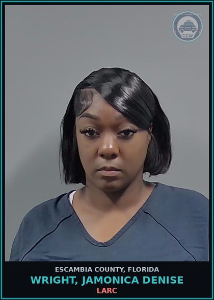CCW arrest card for WRIGHT, JAMONICA DENISE in Escambia County: LARC