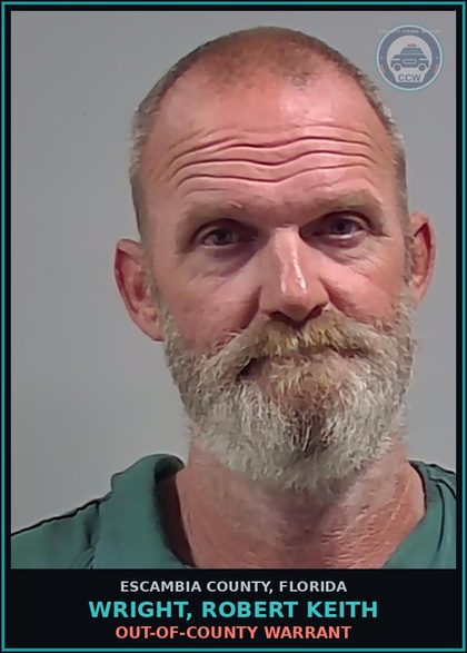 CCW arrest card for WRIGHT, ROBERT KEITH in Escambia County: OUT-OF-COUNTY WARRANT