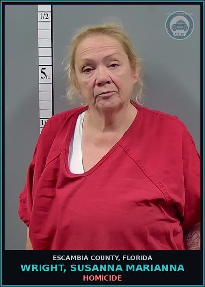 CCW arrest card for WRIGHT, SUSANNA MARIANNA in Escambia County: HOMICIDE