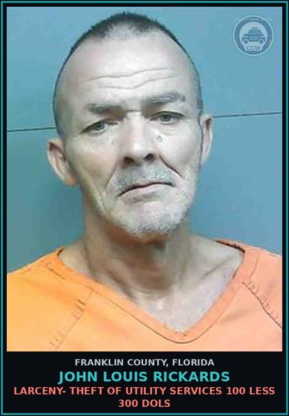 CCW arrest card for John Louis Rickards in Franklin County: TRESPASSING- STRUCTURE OR CONVEYANCE
