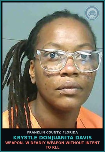 CCW arrest card for Krystle Donjuanita Davis in Franklin County: WEAPON- W DEADLY WEAPON WITHOUT INTENT TO KILL