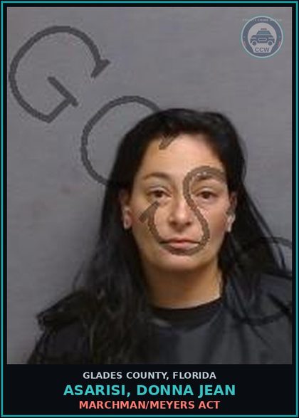 CCW arrest card for ASARISI, DONNA JEAN in Glades County: MARCHMAN/MEYERS ACT