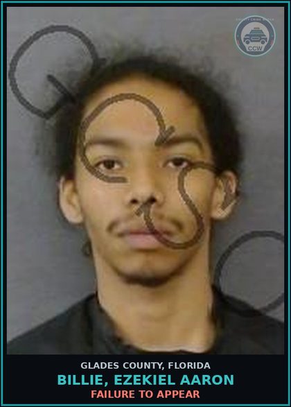 CCW arrest card for BILLIE, EZEKIEL AARON in Glades County: FAILURE TO APPEAR