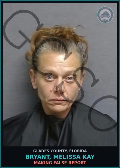 CCW arrest card for BRYANT, MELISSA KAY in Glades County: MAKING FALSE REPORT
