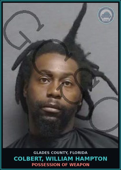 CCW arrest card for COLBERT, WILLIAM HAMPTON in Glades County: MOVING TRAFFIC VIOL