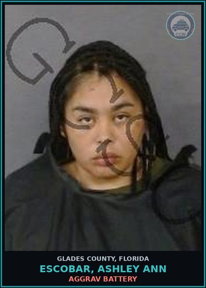 CCW arrest card for ESCOBAR, ASHLEY ANN in Glades County: SIMPLE ASSLT