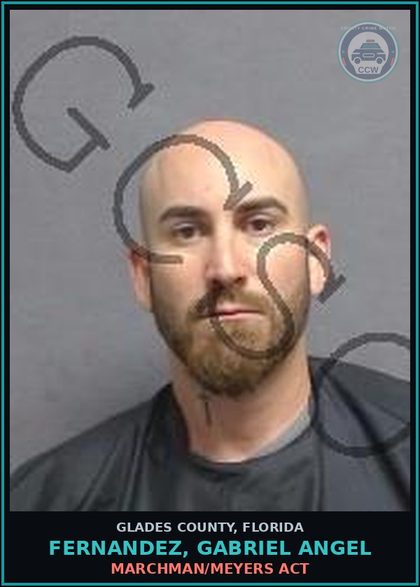 CCW arrest card for FERNANDEZ, GABRIEL ANGEL in Glades County: MARCHMAN/MEYERS ACT
