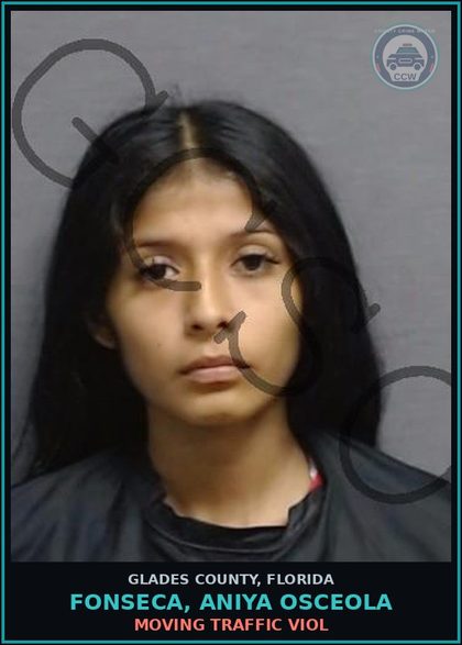 CCW arrest card for FONSECA, ANIYA OSCEOLA in Glades County: MOVING TRAFFIC VIOL