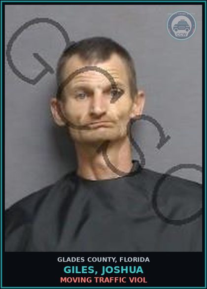 CCW arrest card for GILES, JOSHUA in Glades County: MOVING TRAFFIC VIOL