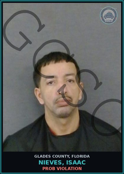 CCW arrest card for NIEVES, ISAAC in Glades County: PROB VIOLATION