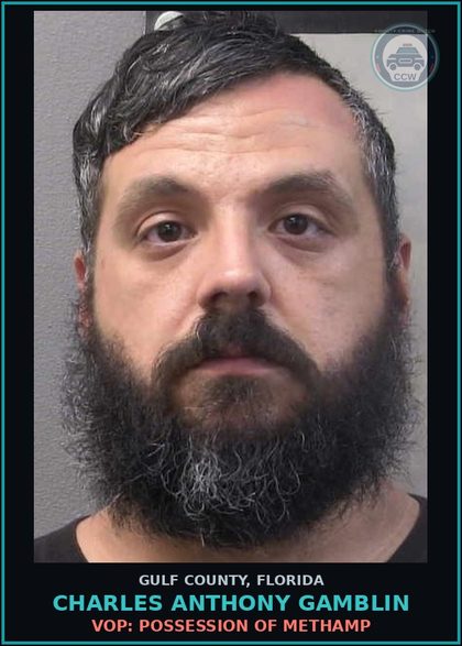 CCW arrest card for CHARLES ANTHONY GAMBLIN in Gulf County: VOP: POSSESSION OF Methamp