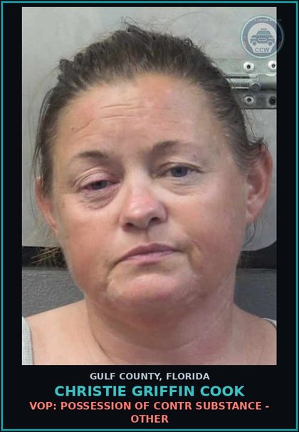 CCW arrest card for CHRISTIE GRIFFIN COOK in Gulf County: VOP: POSSESSION OF contr substance - OTHER