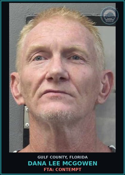CCW arrest card for DANA LEE MCGOWEN in Gulf County: FTA: CONTEMPT