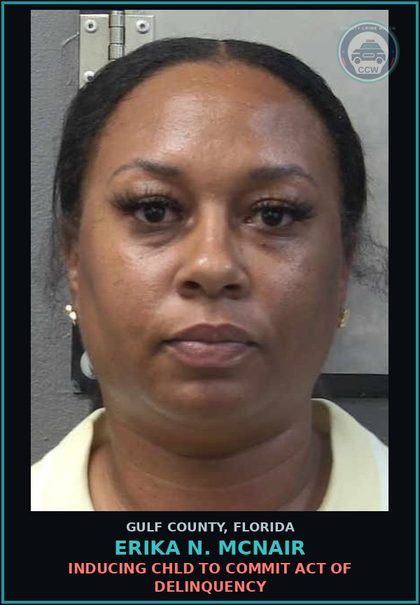 CCW arrest card for ERIKA N. MCNAIR in Gulf County: INDUCING chld TO COMMIT ACT OF DELINQUENCY