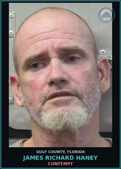 CCW arrest card for JAMES RICHARD HANEY in Gulf County: CONTEMPT