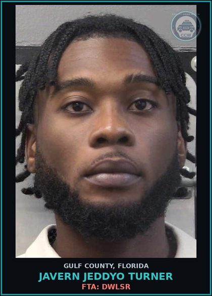 CCW arrest card for JAVERN JEDDYO TURNER in Gulf County: FTA: DWLSR