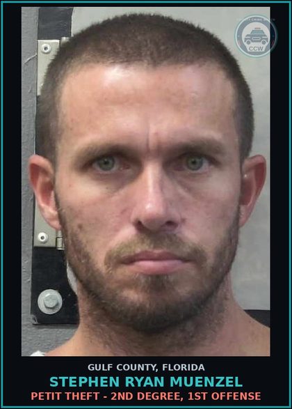 CCW arrest card for STEPHEN RYAN MUENZEL in Gulf County: PETIT THEFT - 2ND DEGREE, 1ST OFFENSE