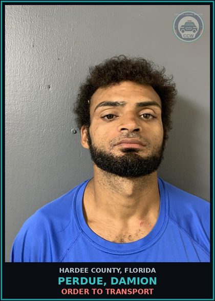 CCW arrest card for Perdue, Damion in Hardee County: Order To Transport