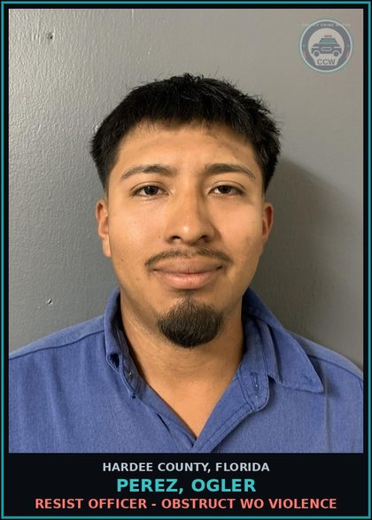 CCW arrest card for Perez, Ogler in Hardee County: RESIST OFFICER - OBSTRUCT WO VIOLENCE