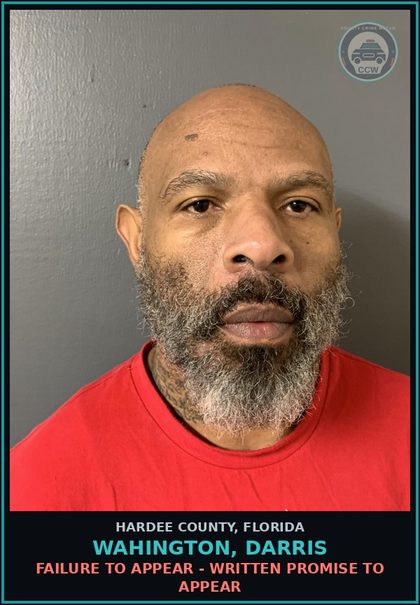CCW arrest card for Wahington, Darris in Hardee County: FAILURE TO APPEAR - WRITTEN PROMISE TO APPEAR