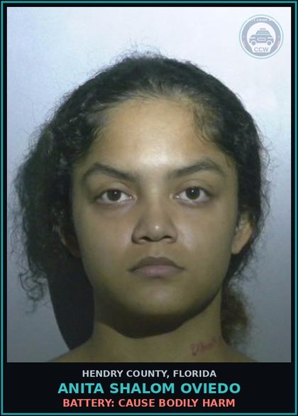 CCW arrest card for ANITA SHALOM OVIEDO in Hendry County: BATTERY: CAUSE BODILY HARM
